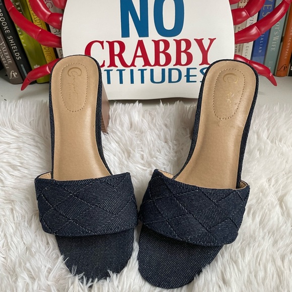 Comfort Denim Wedge Sandals Sz 8 - Picture 11 of 11